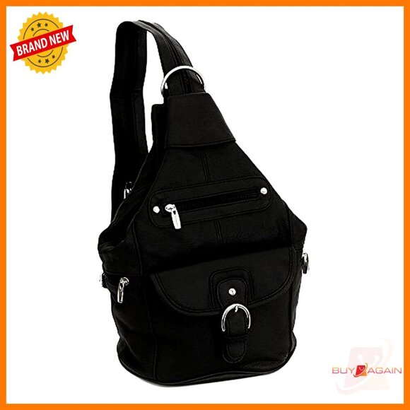 Leather Convertible Backpack Sling Purse 7 Pocket Medium Adjustable main image 5